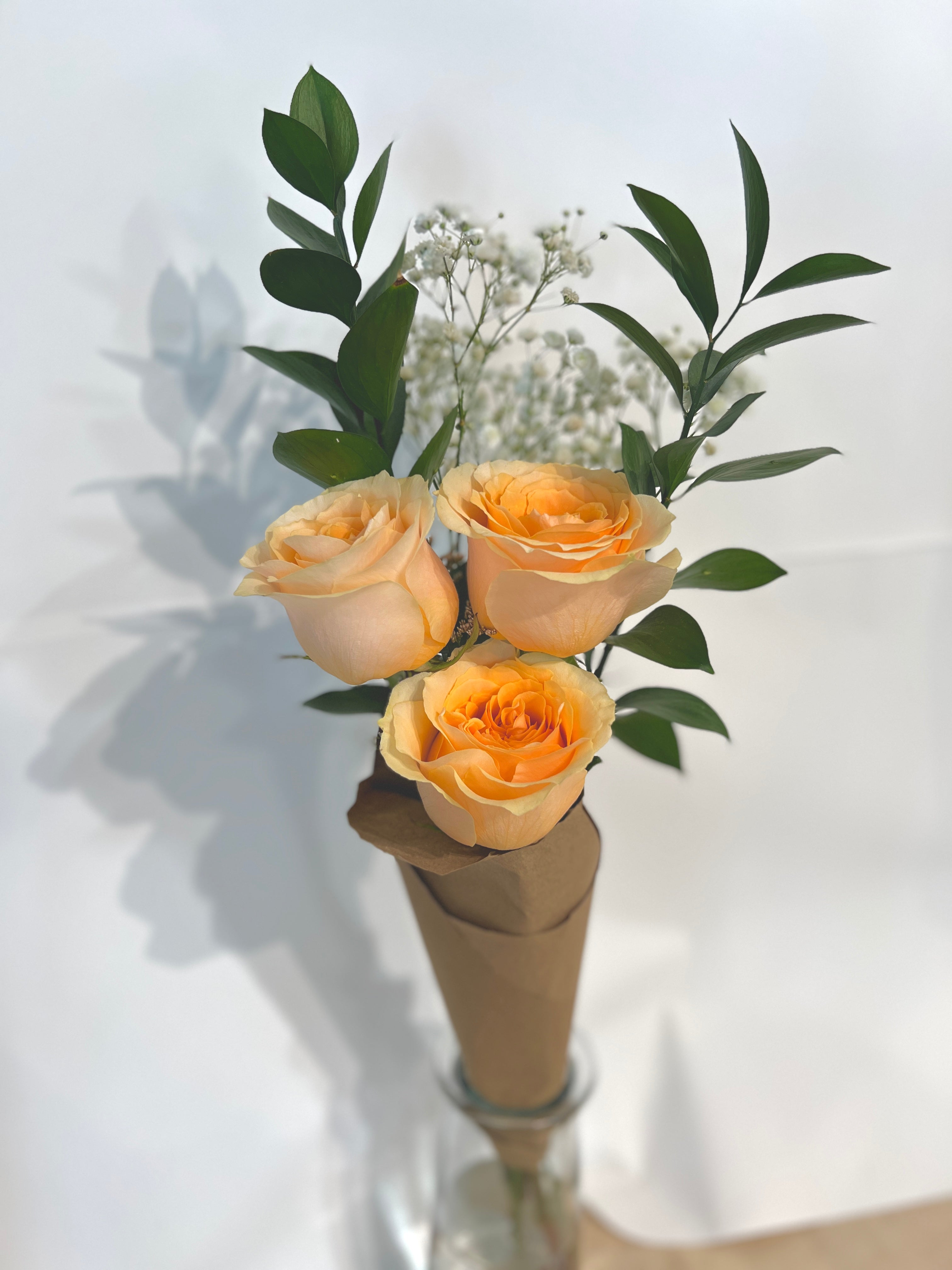 3-Rose Bouquet – Larkspur & Lily