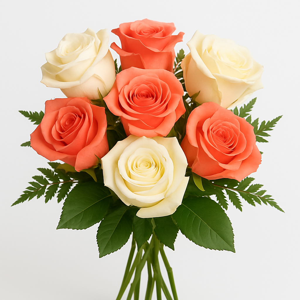 7-Rose Bouquet – Larkspur & Lily